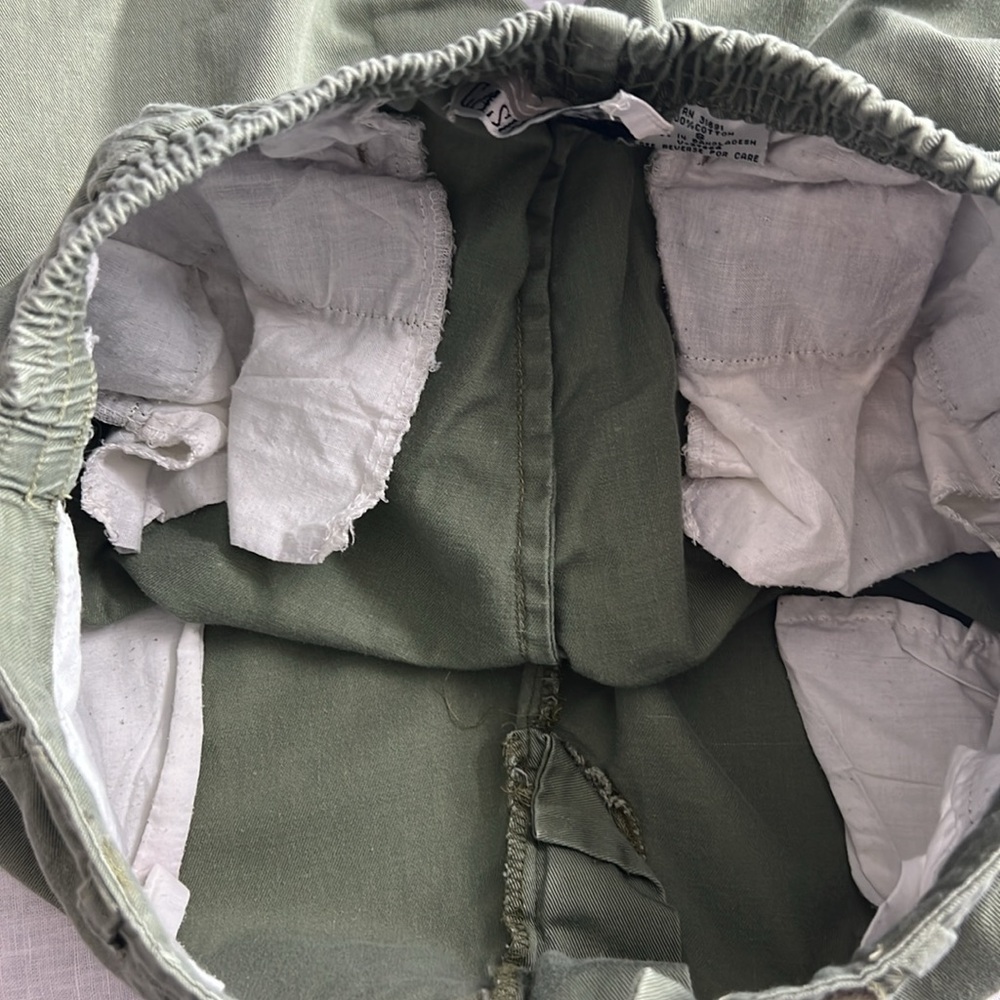 🌞 Casey & Max Vintage green casual elastic draw string capri trousers women 8 - Picture 9 of 16